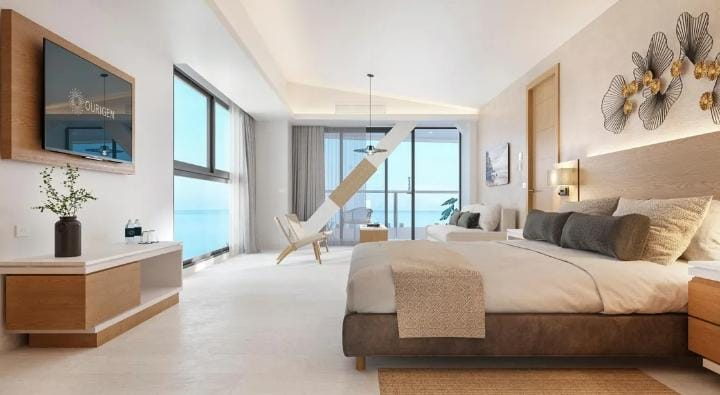 Habitación de hotel con vista al mar